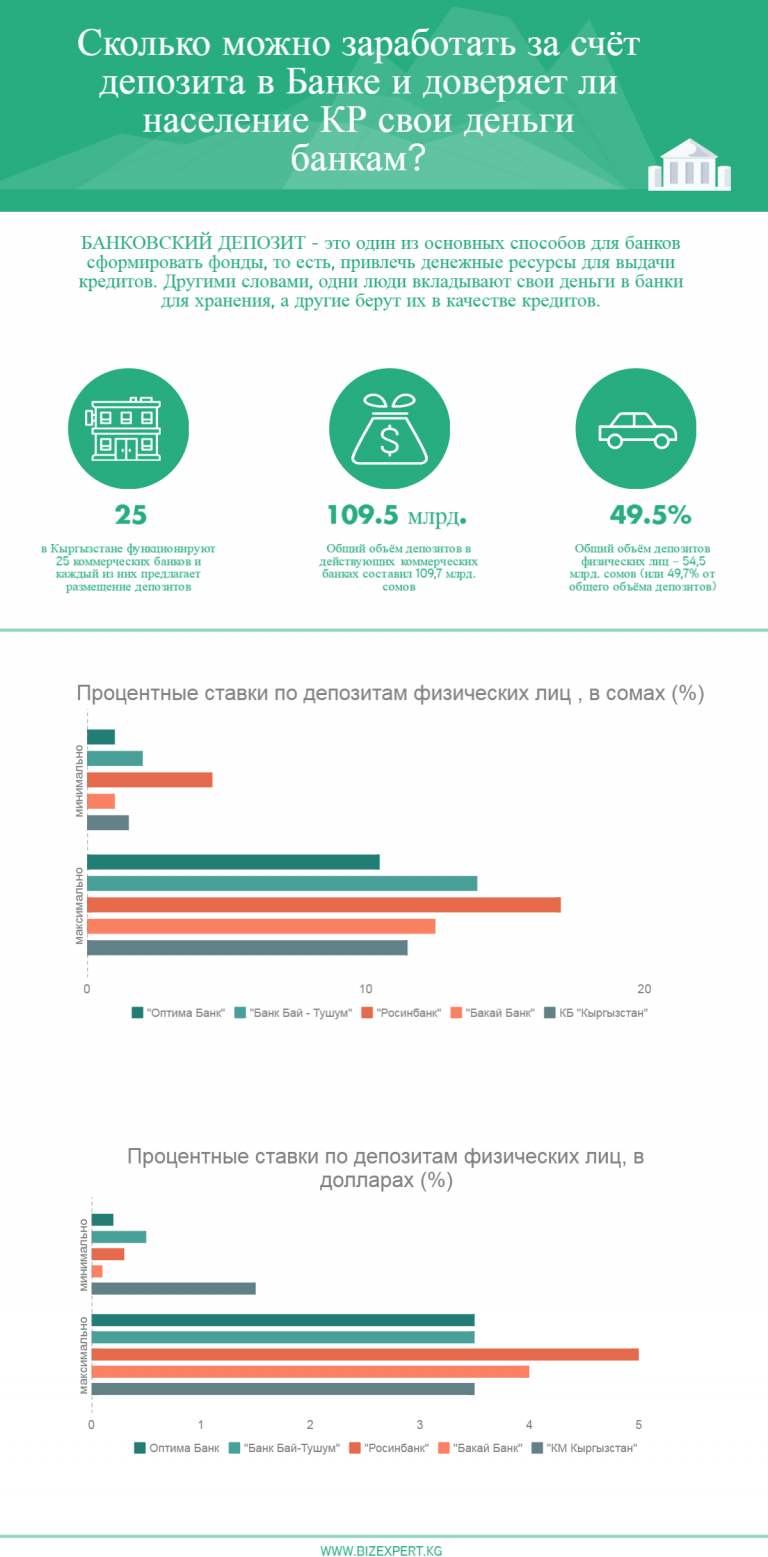 Вклады кыргызстан. Банковский вклад инфографика. Сколько можно заработать с банковских вкладов. Какой банк ведет счета населения. Депозиты в банках Кыргызстана.